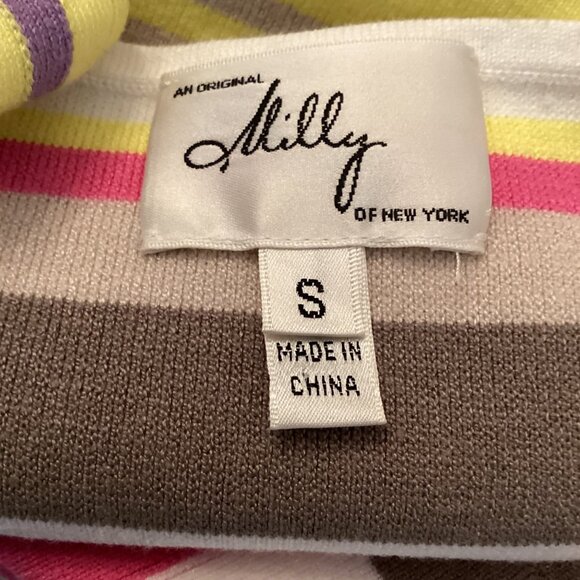 Milly New York Womens Sleeveless Knit Dress Size Small Yellow Pink Striped - Picture 8 of 8